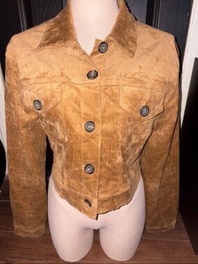 Love Tree Corduroy Button-Front Jacket in Camel Brown